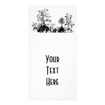 Black & White Swirly Landscape Trees Fruit Hills Photo Card