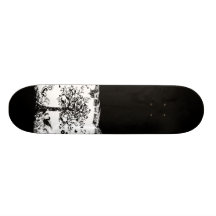 Black & White Tree Butterfly Silhouette Skate Board Deck