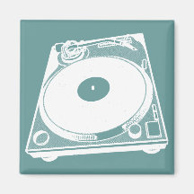 Black & White Turntable Refrigerator Magnet
