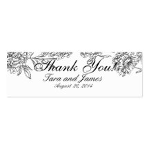 Black White Vintage Floral Wedding Favour Tags Business Card Template