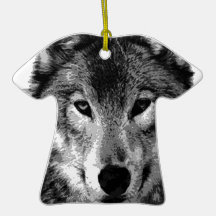 Black & White Wolf Eyes Christmas Ornaments