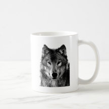 Black & White Wolf Portrait Mugs