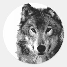 Black & White Wolf Portrait Stickers