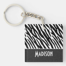 Black & White Zebra Stripes Acrylic Key Chain