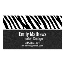 Black & White Zebra Stripes Business Card Templates