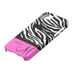 Black & White Zebra stripes with hot pink iPhone 5 Case