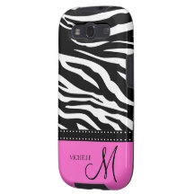 Black & White Zebra stripes with hot pink Samsung Galaxy S3 Case
