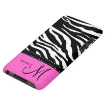 Black & White Zebra stripes with hot pink Case-Mate iPod Touch Case