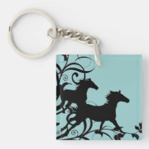 Black Wild Horses Acrylic Keychains