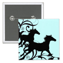 Black Wild Horses Buttons