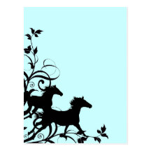 Black Wild Horses Post Cards