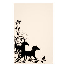 Black Wild Horses Stationery