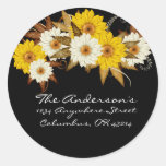 Black with Fall Flowers Address Labels Stickers