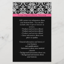 Black with Pink Passion Damask Flyer Design
