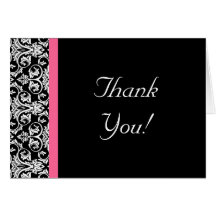 Black with Pink Passion Damask Greeting Card