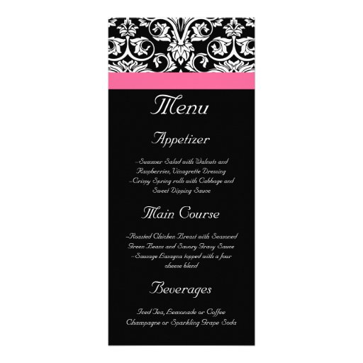Black with Pink Passion Damask Customized Rack Card