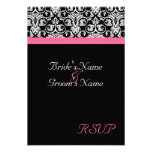 Black with Pink Passion Wedding Matching RSVP Custom Invites
