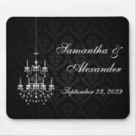 Black with White Chandelier Silhouette Mousemat