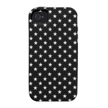 Black with White Stars Polka Dot Case-Mate iPhone 4 Cases