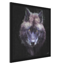 Black Wolf Impressionist Wildlife Art Canvas Canvas Print