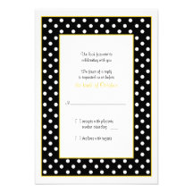 Black, Yellow, & White Polka Dot Reply Card Custom Invitations