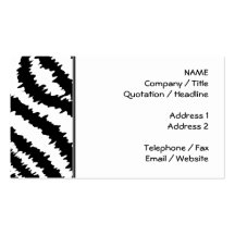 Black Zebra Print Pattern. Business Cards