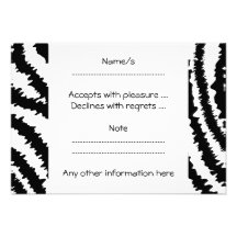 Black Zebra Print Pattern. Personalized Announcements