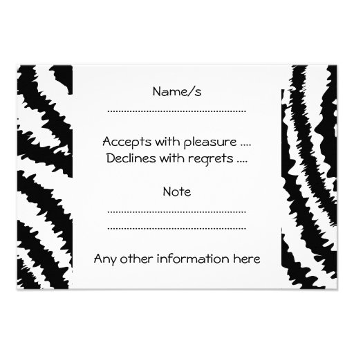 Black Zebra Print Pattern. Personalized Announcements
