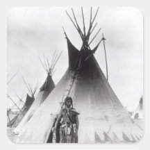 Blackfoot Brave, near Calgary, Alberta, 1889 Square Stickers