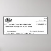 Blank Check for Sweepstakes & Awards Print