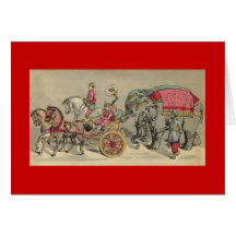 Blank Note Card with Vintage Circus Illustration
