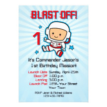 Blast Off 1st Birthday Invitation