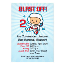 Blast Off 2nd Birthday Invitation
