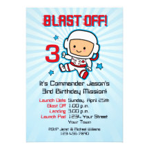Blast Off 3rd Birthday Invitation