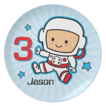 Blast Off 3rd Birthday Personlized Plate