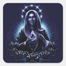 Blessed Virgin Mary in Purple with Roses Square Sticker