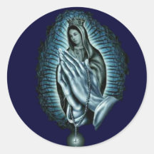 Blessed Virgin Mary Prayer Rosary Round Stickers