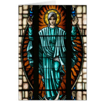 Blessed Virgin Mary Stained Glass Greeting Card