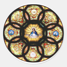 Blessed Virgin Mary Stained Glass Round Stickers