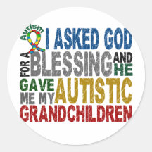 Blessing 5 GRANDCHILDREN Autism T-Shirts & Apparel Round Stickers