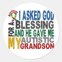Blessing 5 GRANDSON Autism T-Shirts & Apparel Round Sticker