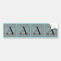Block Letter "A" Woodcut Woodblock Initial Bumper Stickers