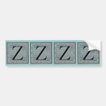 Block Letter "Z" Woodcut Woodblock Inital Bumper Stickers
