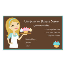 Blonde/Aqua Cupcake Baker/Bakery Business Card