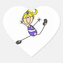 Blonde Girl Gymnast Heart Stickers