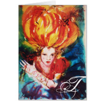 BLONDE IN RED MONOGRAM CARD