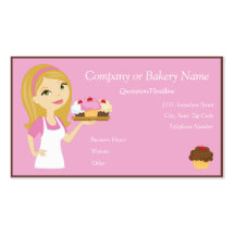 Blonde/Pink Cupcake Baker/Bakery 3 Business Card
