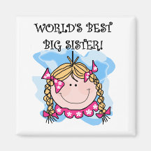 Blonde World's Best Big Sister Tshirts and Gifts Magnets