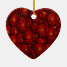Blood red roses christmas ornaments