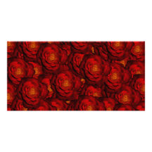 Blood red roses personalized photo card